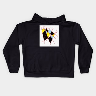 Geometric white black and yellow Kids Hoodie